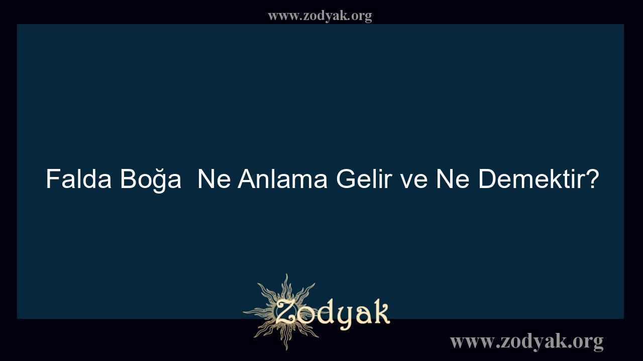 Falda Boğa  Ne Anlama Gelir ve Ne Demektir? - Otomasyon Dergisi