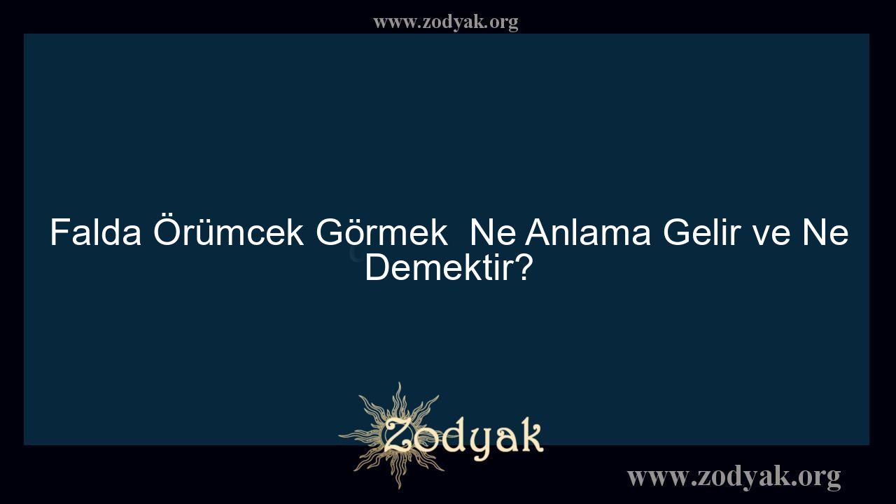 Falda Örümcek Görmek  Ne Anlama Gelir ve Ne Demektir? - Otomasyon Dergisi